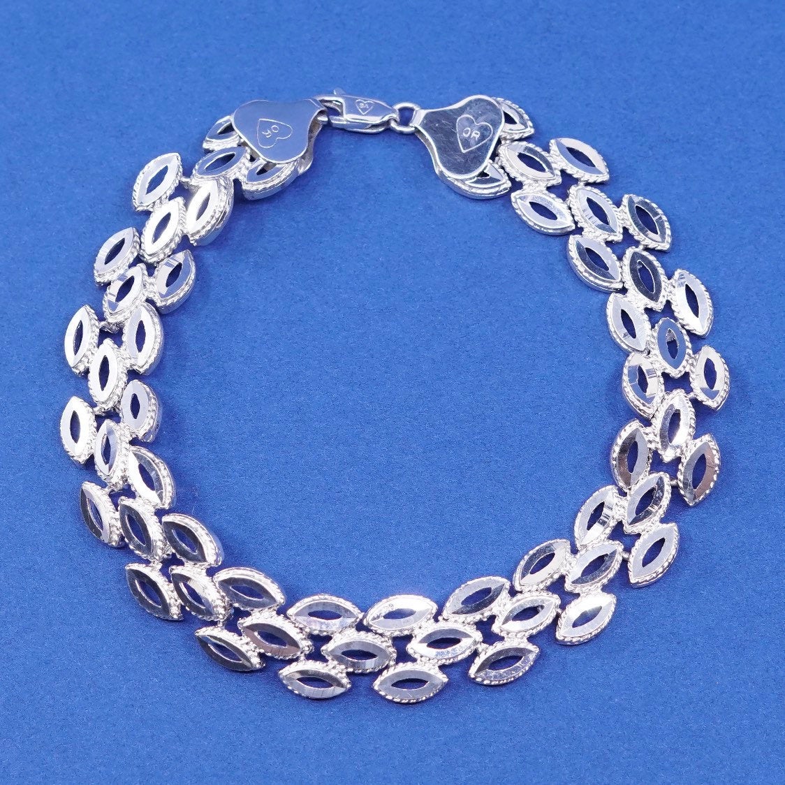 7.25", 11mm, vtg OR Sterling silver handmade bracelet, 925 tennis bracelet