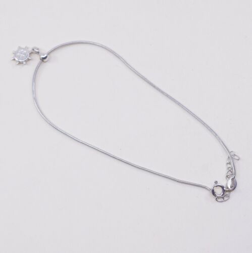 9.5”, Sterling Silver Handmade Bracelet, 925 Snake Chain Anklet W/ Anchor Charm