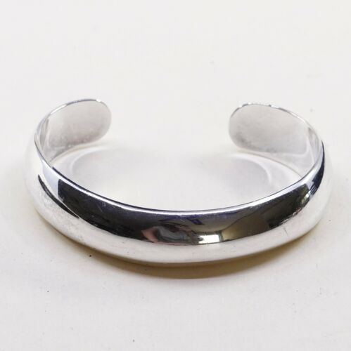 6.5”, Vtg Sterling Silver Handmade Cuff, Modern Mexico Bracelet, Stamped 925