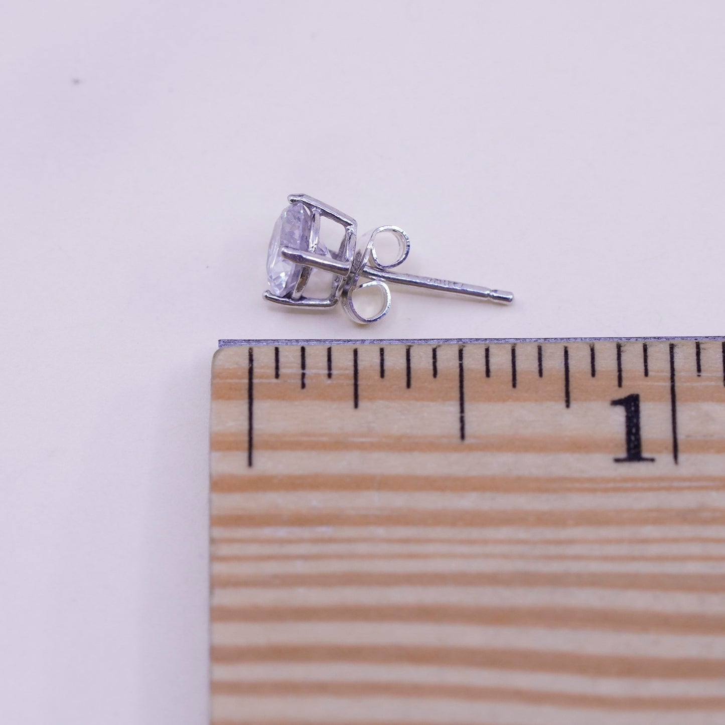 6mm, Vintage sterling 925 silver genuine round cz studs, earrings