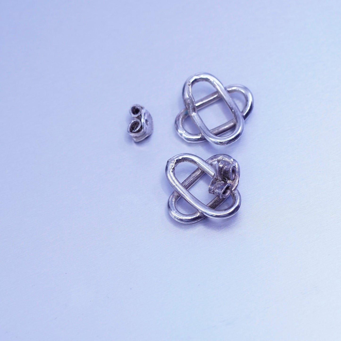 Vintage Sterling 925 silver handmade earrings, Irish Celtic knot studs