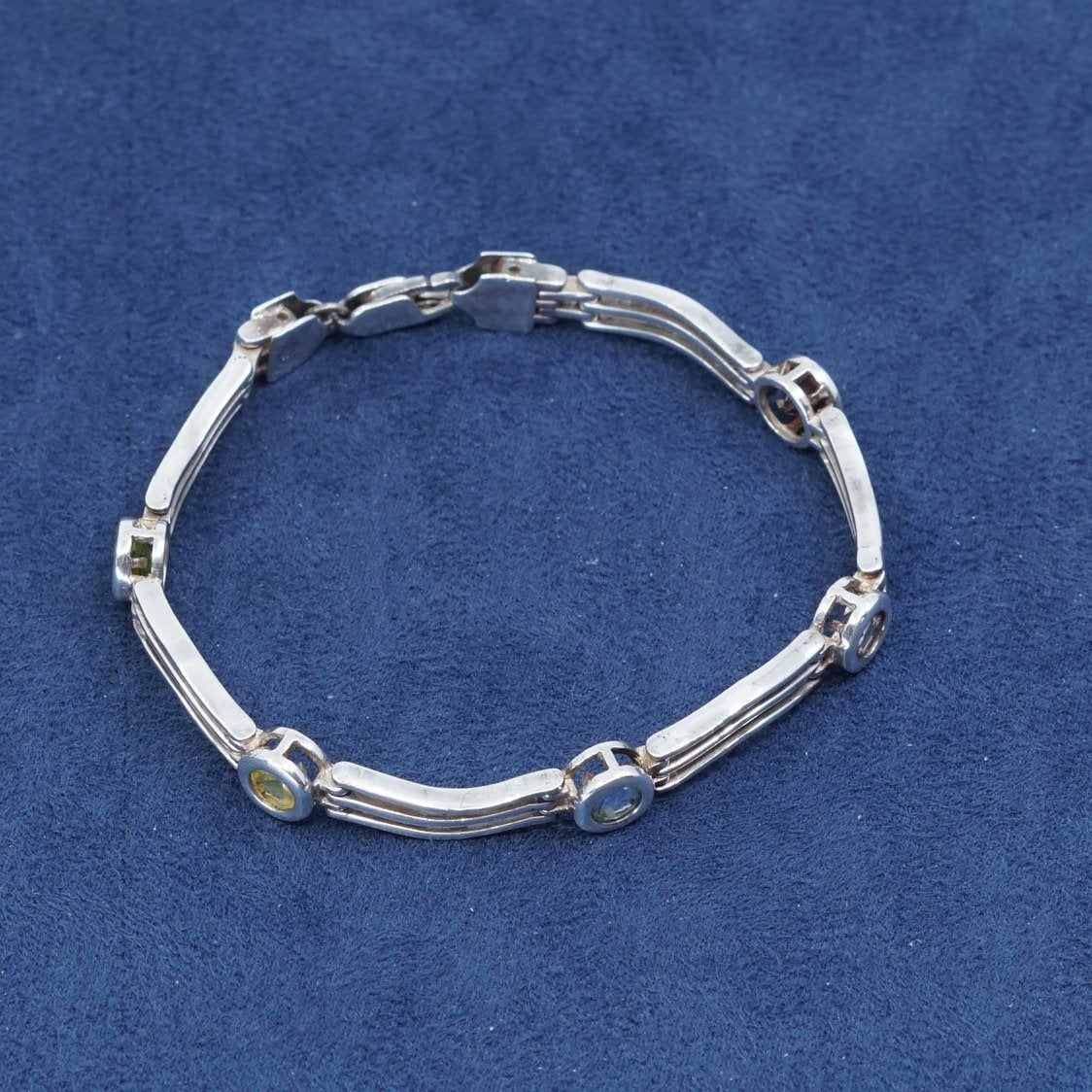 6.75", Sterling silver tennis bracelet, 925 w/ amethyst sapphire ruby citrine