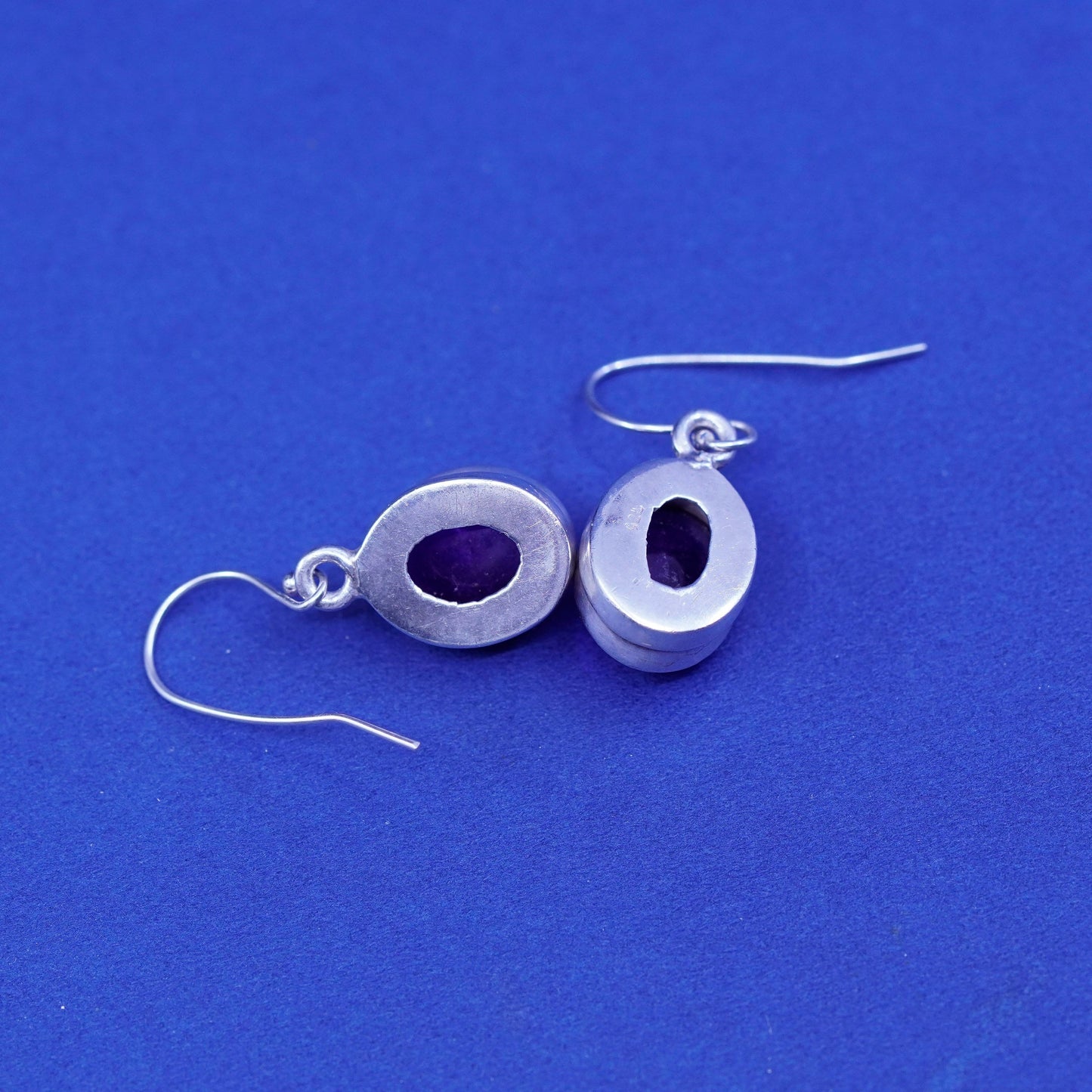 Vintage sterling 925 silver handmade earrings with amethyst
