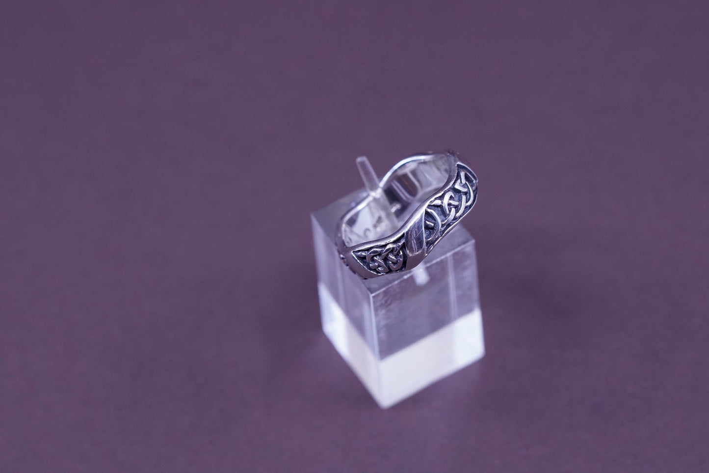 Size 8.75, vintage PCSL Sterling silver handmade ring, 925 braided woven band