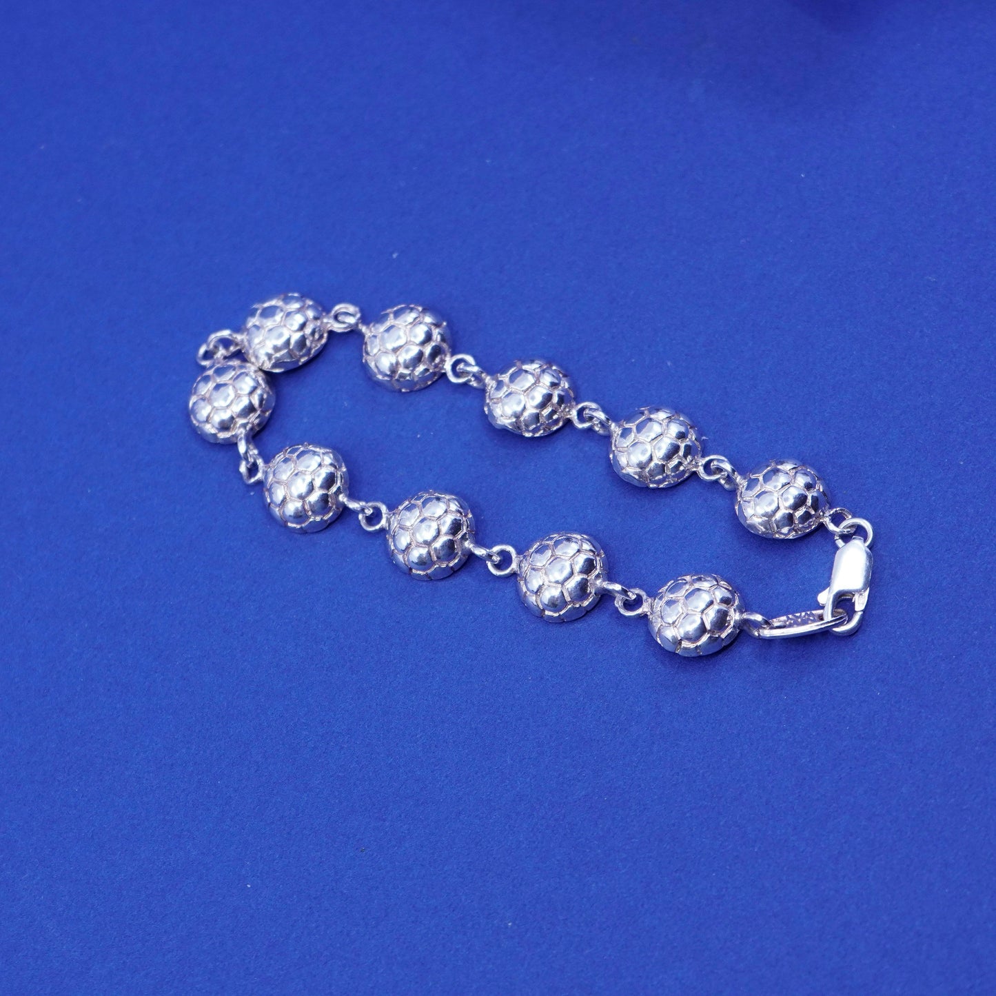 7”, vintage My Way Sterling 925 Silver Volleyball Link Bracelet