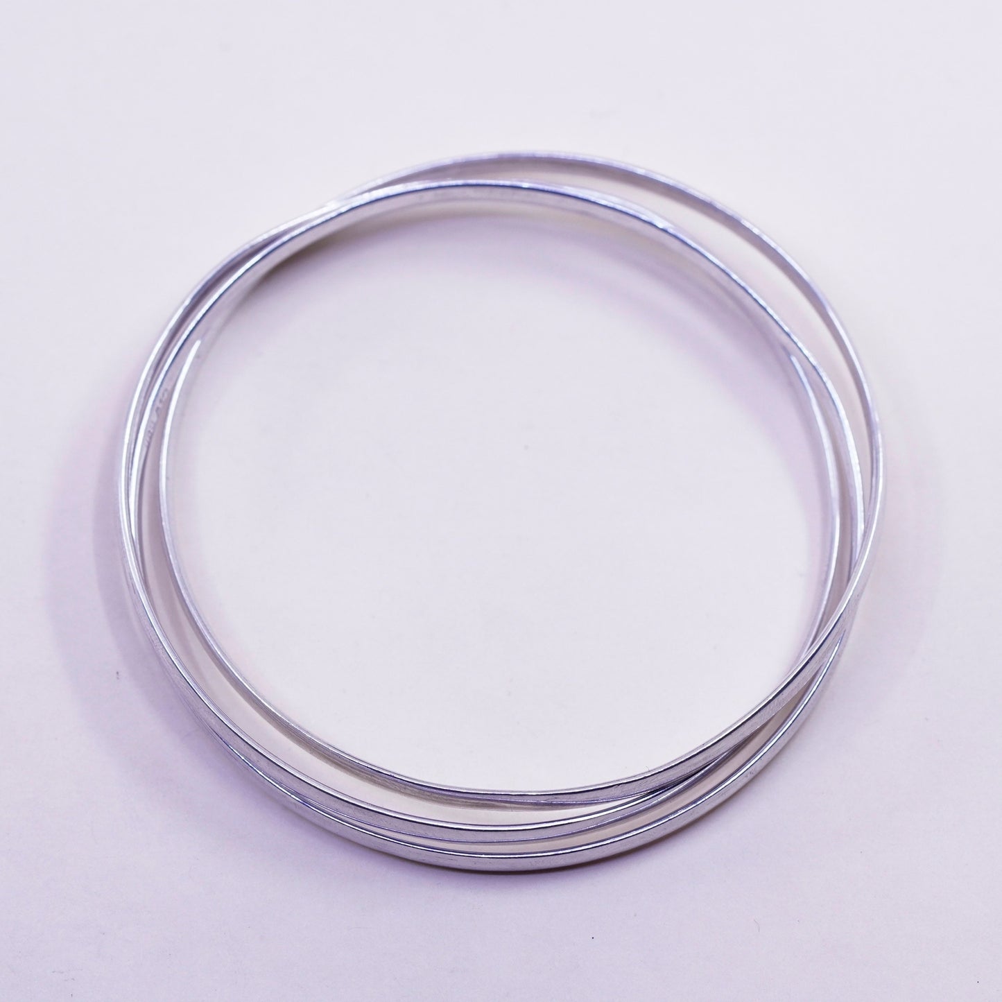 7.75”, vintage sterling 925 silver handmade entwined bracelet, bangle