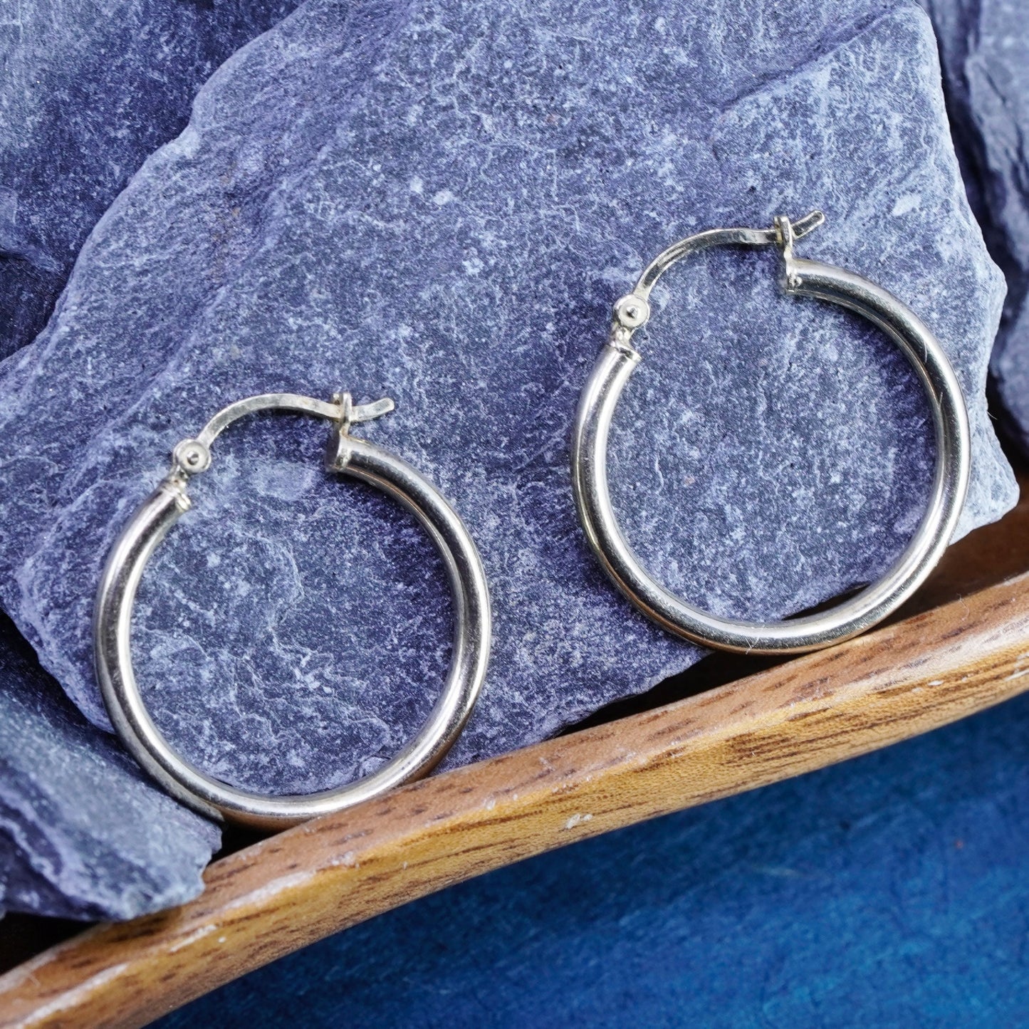1”, vintage vermeil gold over Sterling silver hoop earrings, 925 huggie