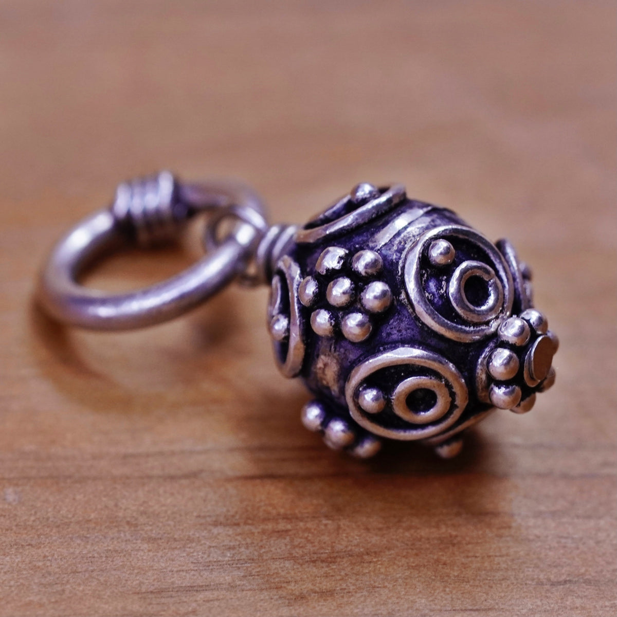 Vintage Sterling silver handmade pendant, 925 bead charm