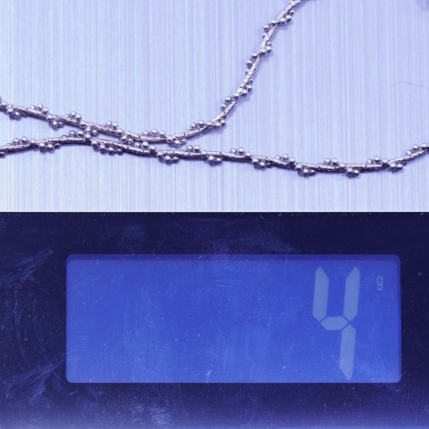 9.75”, vintage Sterling 925 silver handmade bracelet snake anklet twisted beads