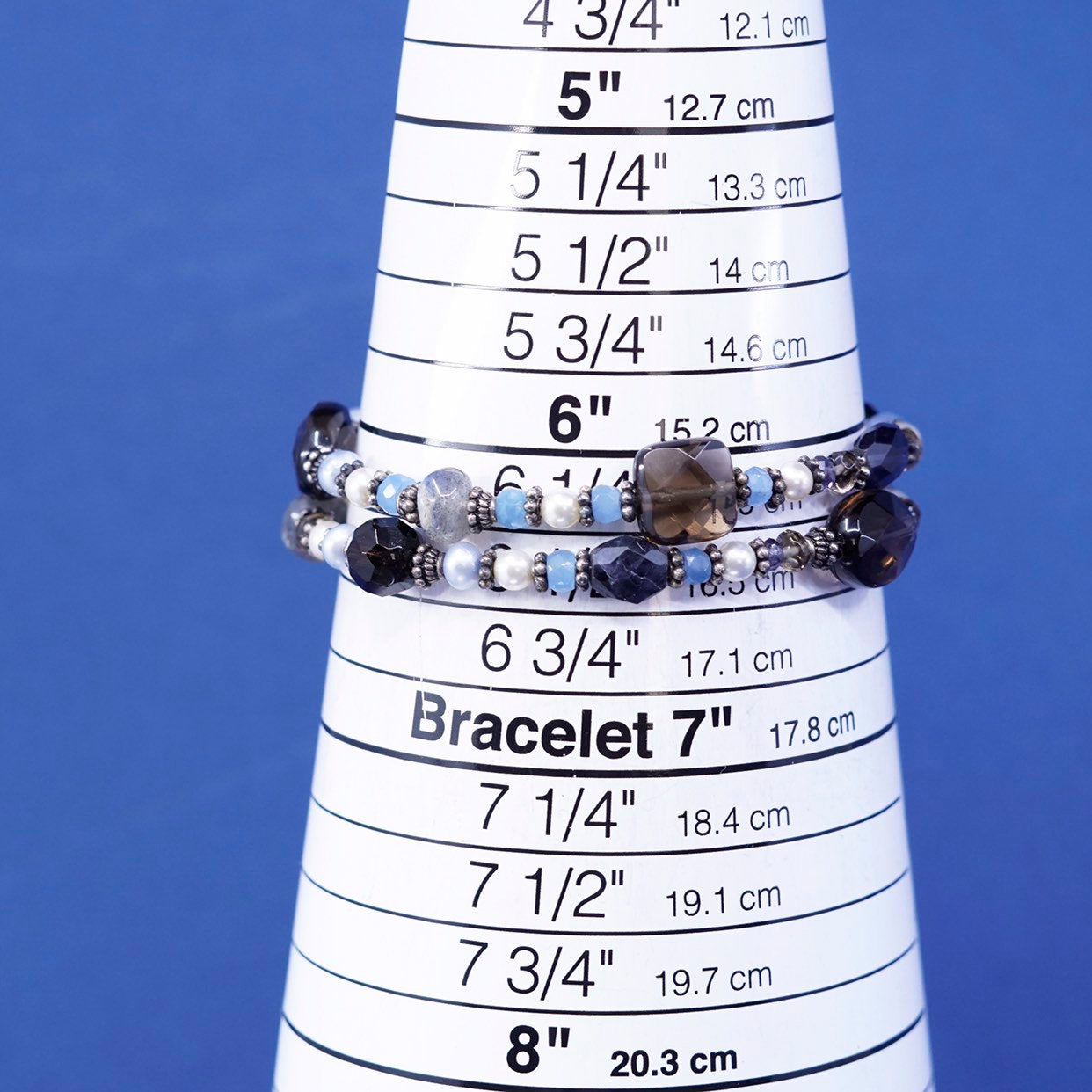6.5", Sterling silver handmade bracelet, 925 clasp w/ topaz pearl N labradorite