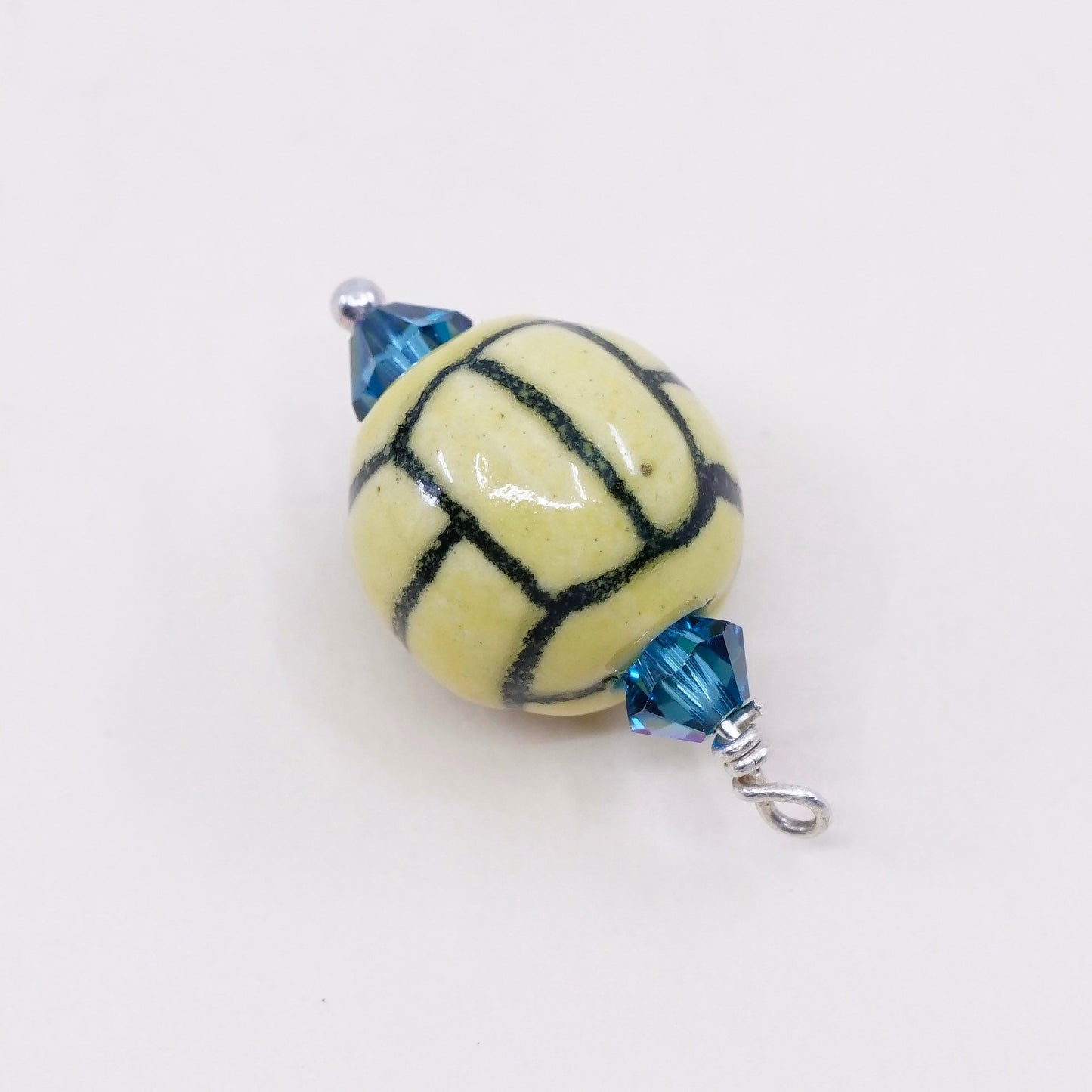 Vintage Sterling silver handmade pendant, fine 925 silver wire with yellow bead