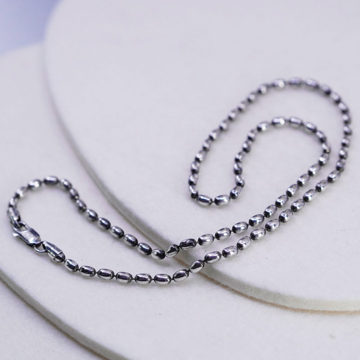 18” 3mm, vintage Italy Sterling 925 silver bead chain necklace