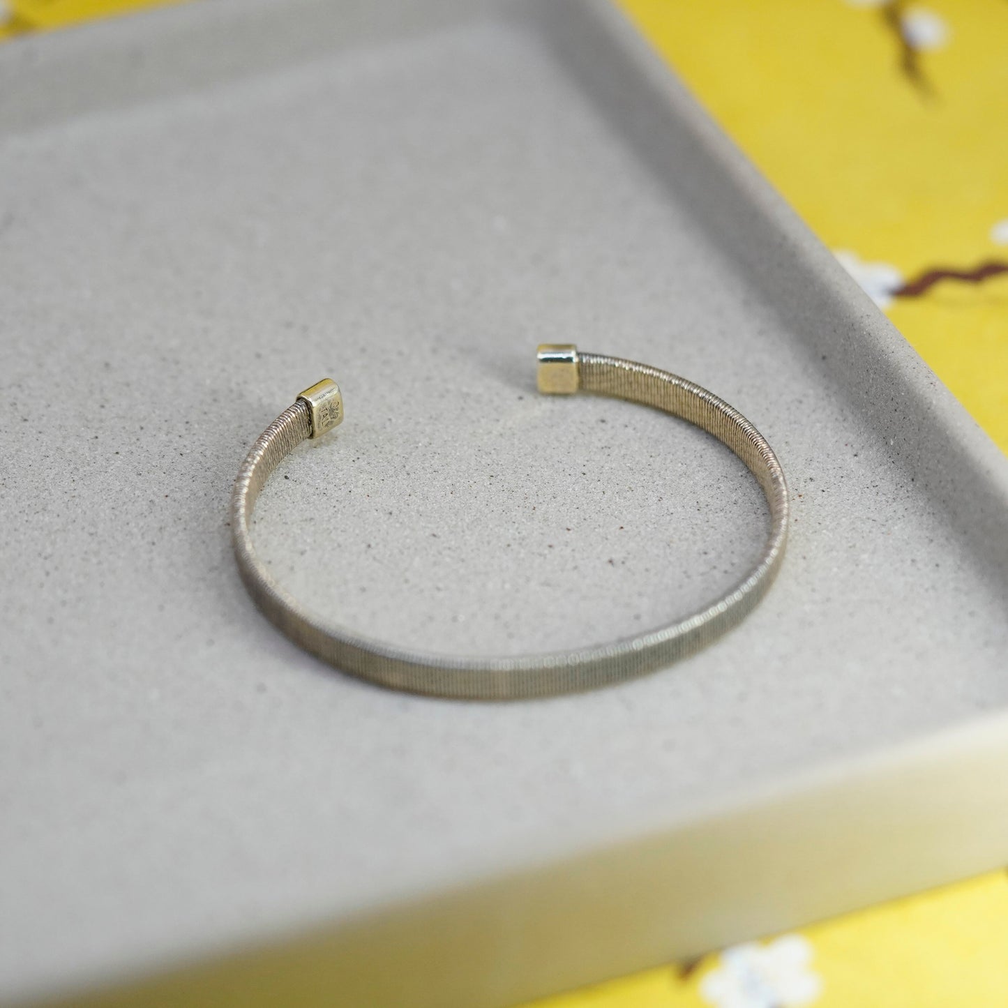 6.5”, Italy Dyadema vermeil gold Sterling silver bracelet, 925 glittering cuff