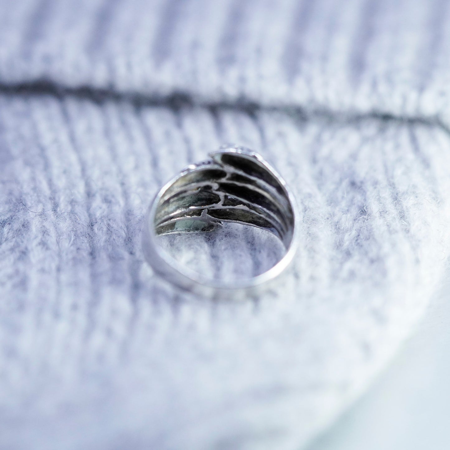 Size 6.25, vintage modern Sterling 925 silver handmade dolphin ring