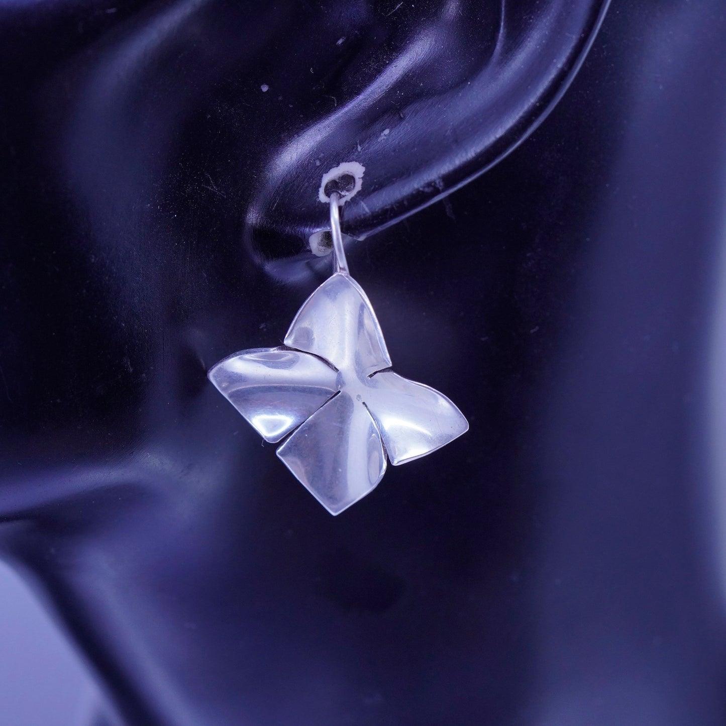 Vintage Sterling 925 silver handmade flower earrings