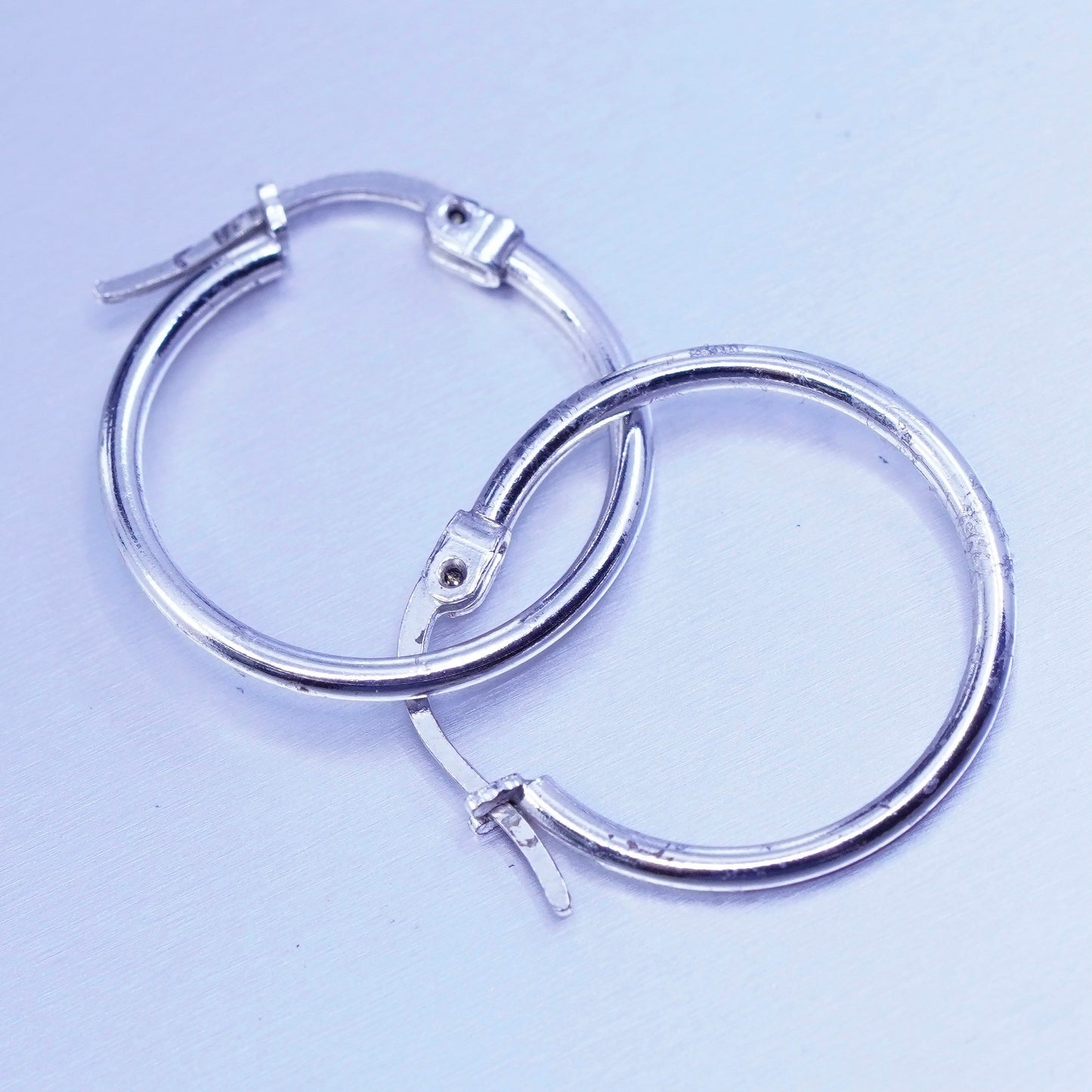 0.75”, vintage Sterling silver handmade earrings, 925 hoops
