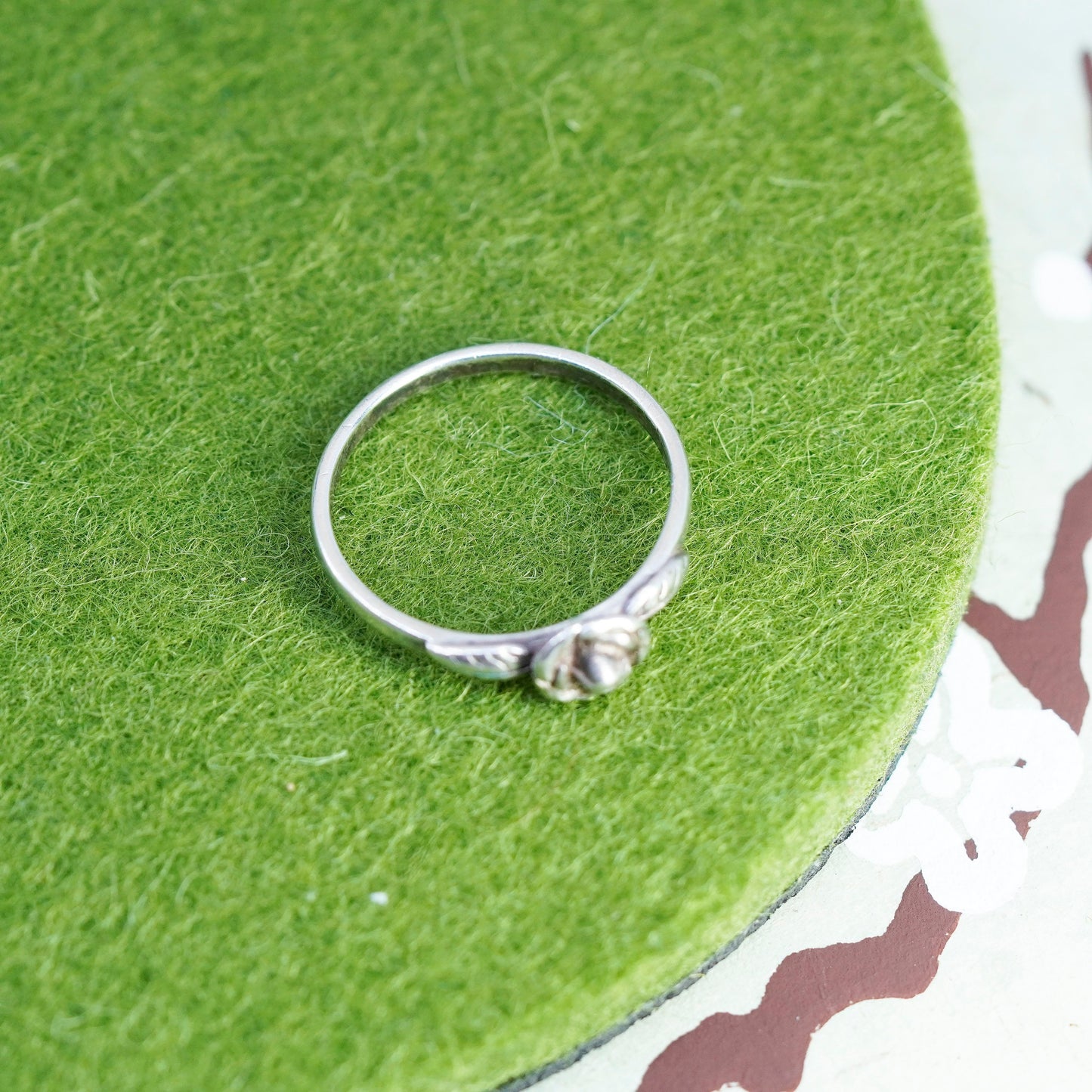Size 6, vintage Sterling silver handmade ring, 925 stackable rose band