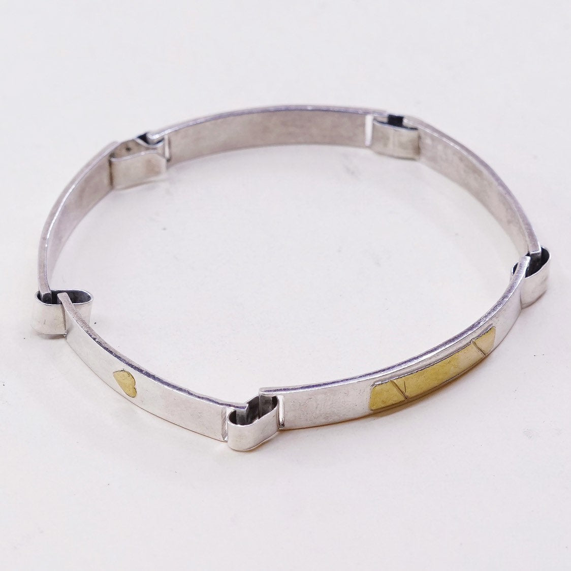 7", VTG Two Tone mexico Tennis Sterling silver chain, 925 tennis bracelet