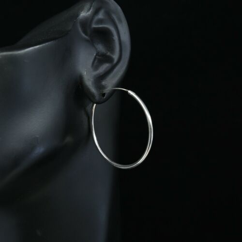 1.5", Vintage Sterling Silver Handmade Earrings, Fine 925 Silver Huge Hoops