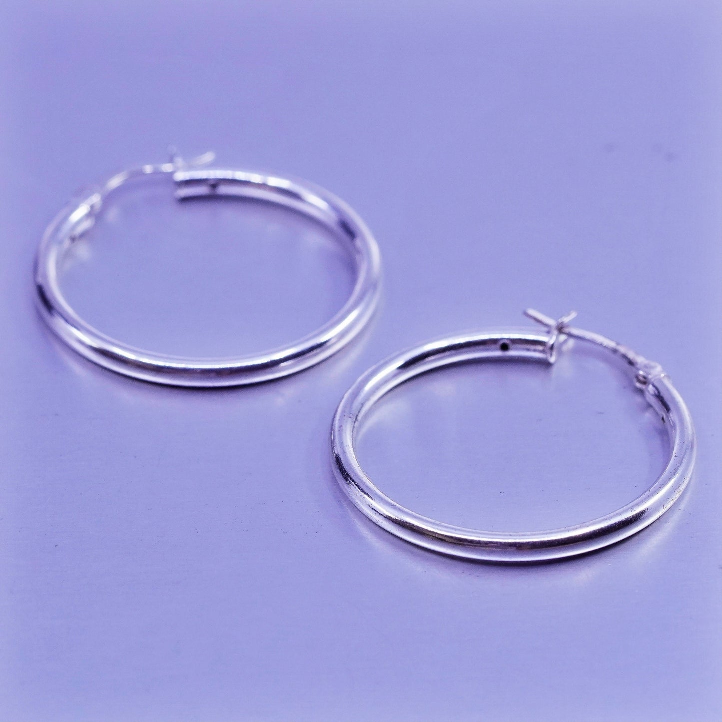 1.25”, vintage Sterling silver handmade earrings, 925 hoops