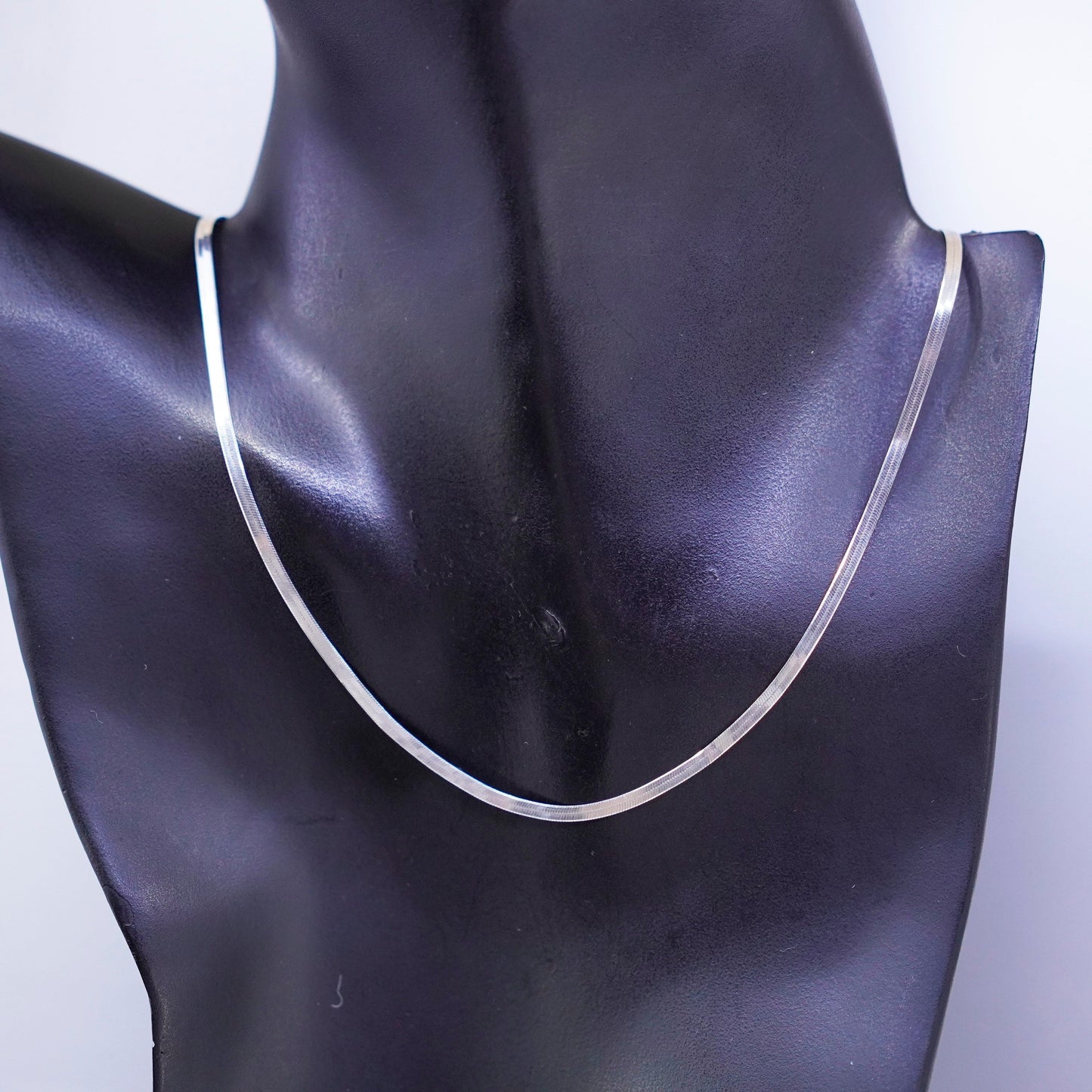18” 2mm, vintage Italy Sterling 925 silver herringbone chain necklace