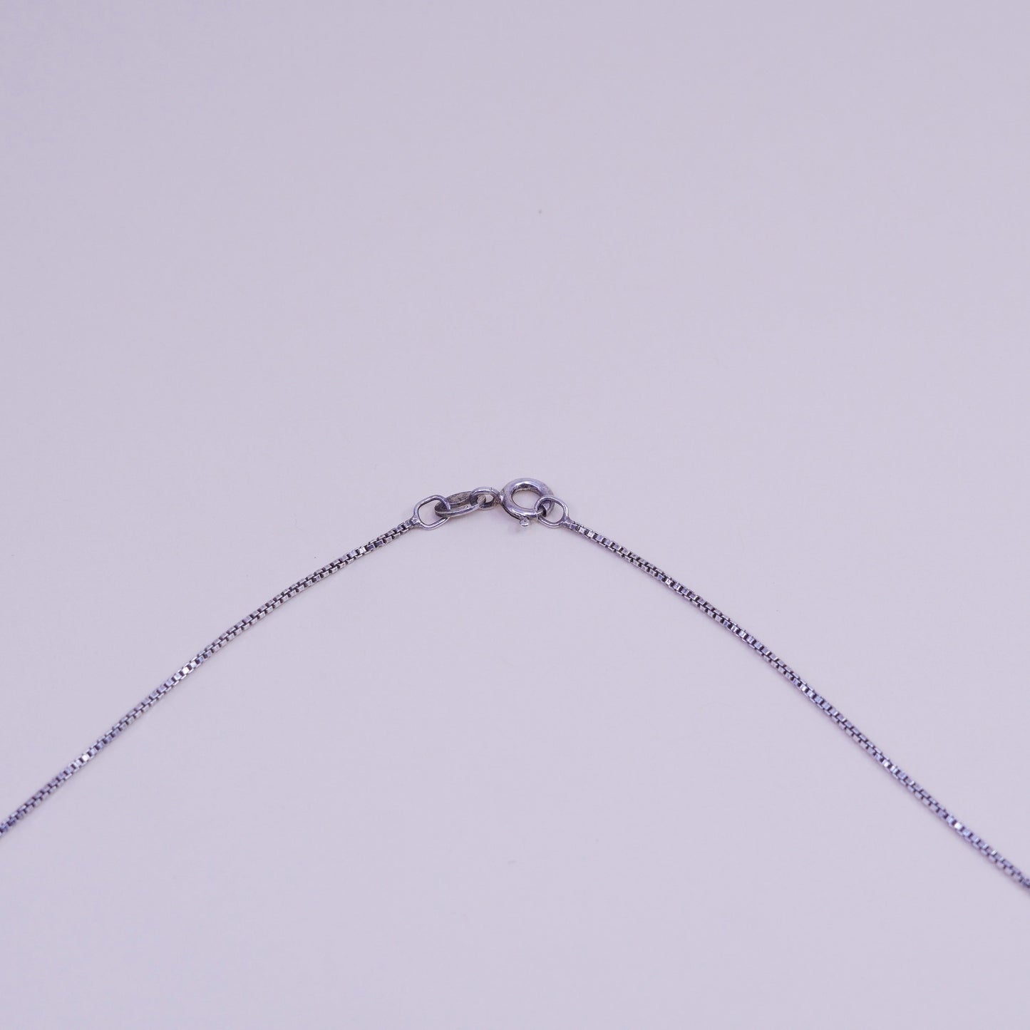 24”, Vintage sterling 925 silver necklace, box chain with obsidian and swirl