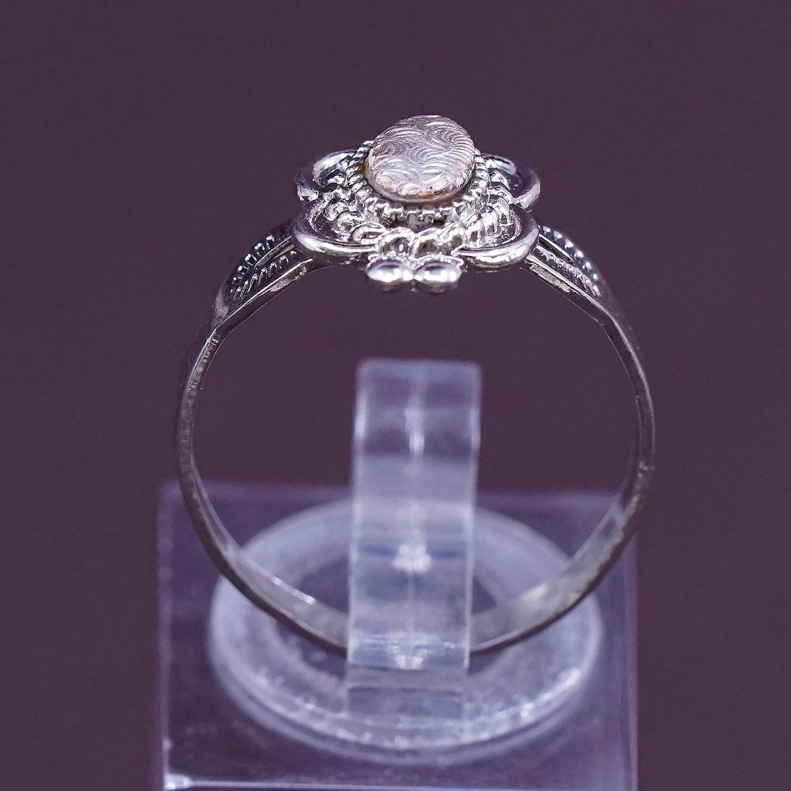 sz 7.75, Native American Sterling silver handmade ring, 925 beads