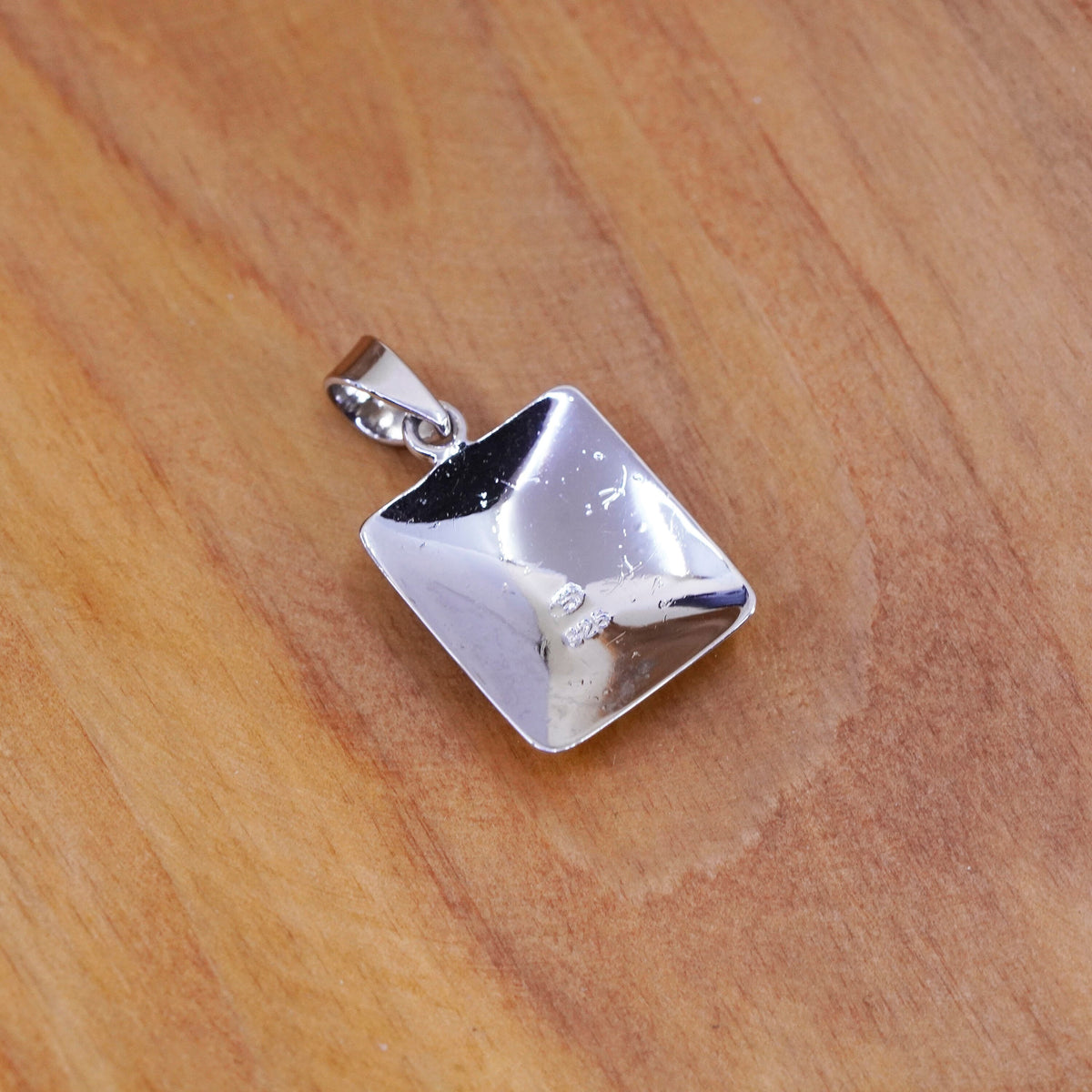 Vintage Sterling 925 silver handmade pendant with square turquoise