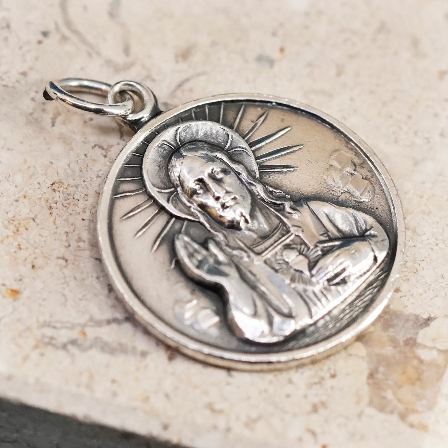 Sterling silver pendant, 925 tag with Jesus “our lady of mt. Carmel pray for us