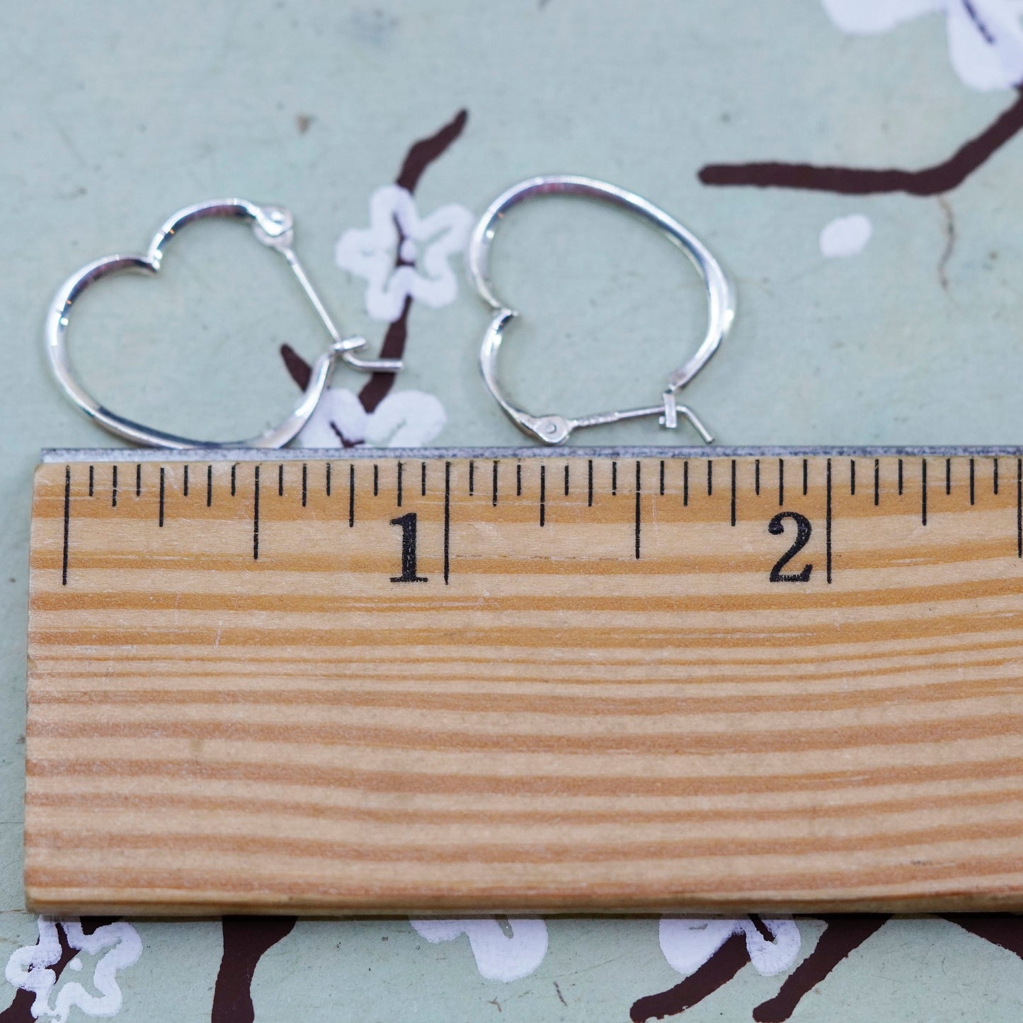 0.75”, vtg sterling 925 silver loop earrings, minimalist primitive heart hoops