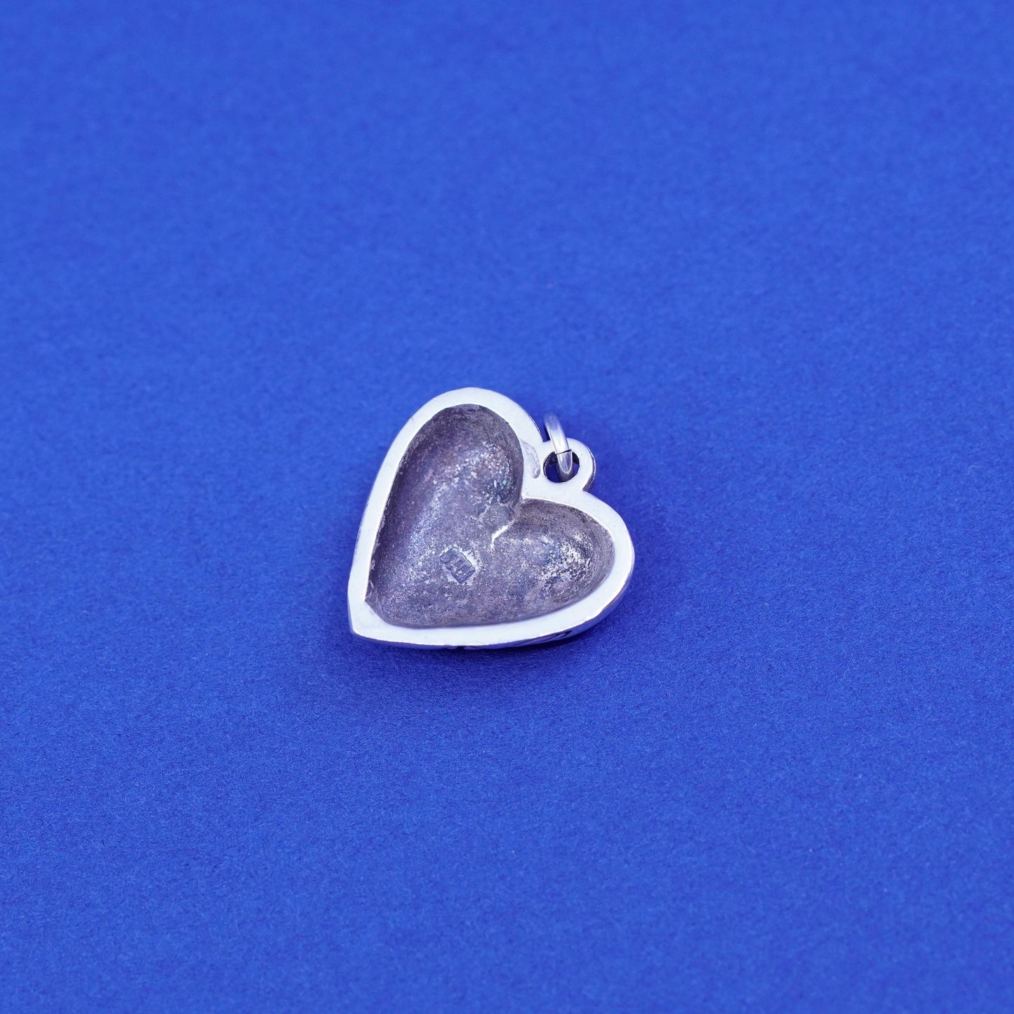 Vintage Sterling silver handmade pendant, 925 heart embossed flower butterfly