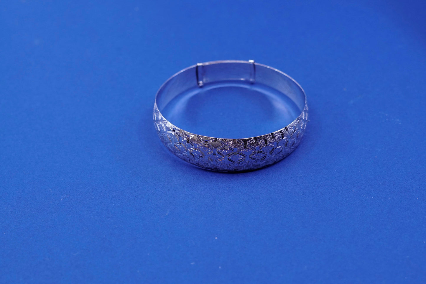 7.5”, vintage sterling silver handmade bracelet, 925 textured bangle