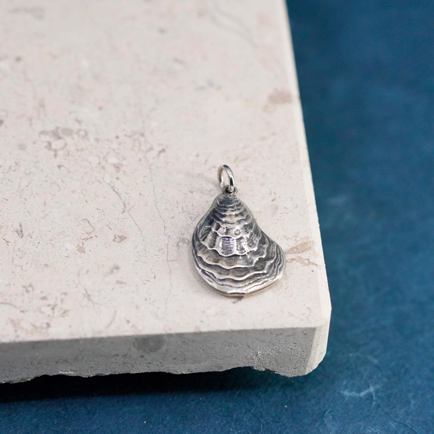 Vintage Sterling silver handmade pendant, shell charm