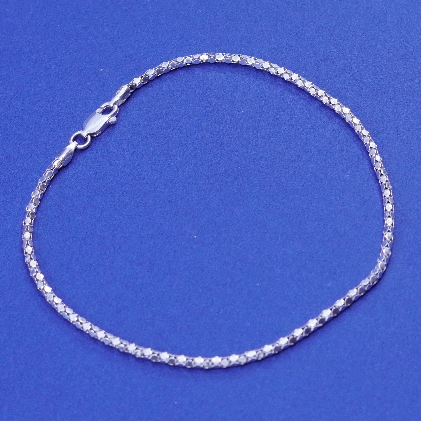 8.75”, 1.6mm, Sterling silver handmade bracelet, 925 popcorn chain
