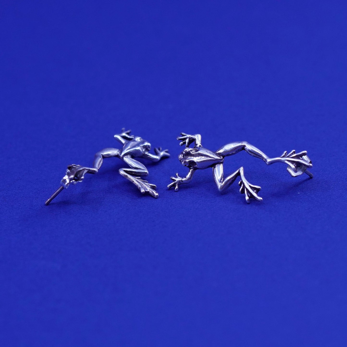 Vintage Southwestern Sterling silver handmade studs, 925 frog earrings