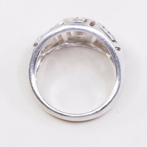 Size 6.5, Vtg Sterling 925 Silver Handmade Ring W/ Greek Key Cut Out Stamped 925