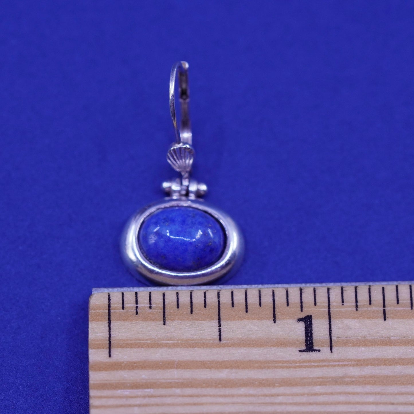 Vintage sterling 925 Silver handmade earrings with oval sodalite