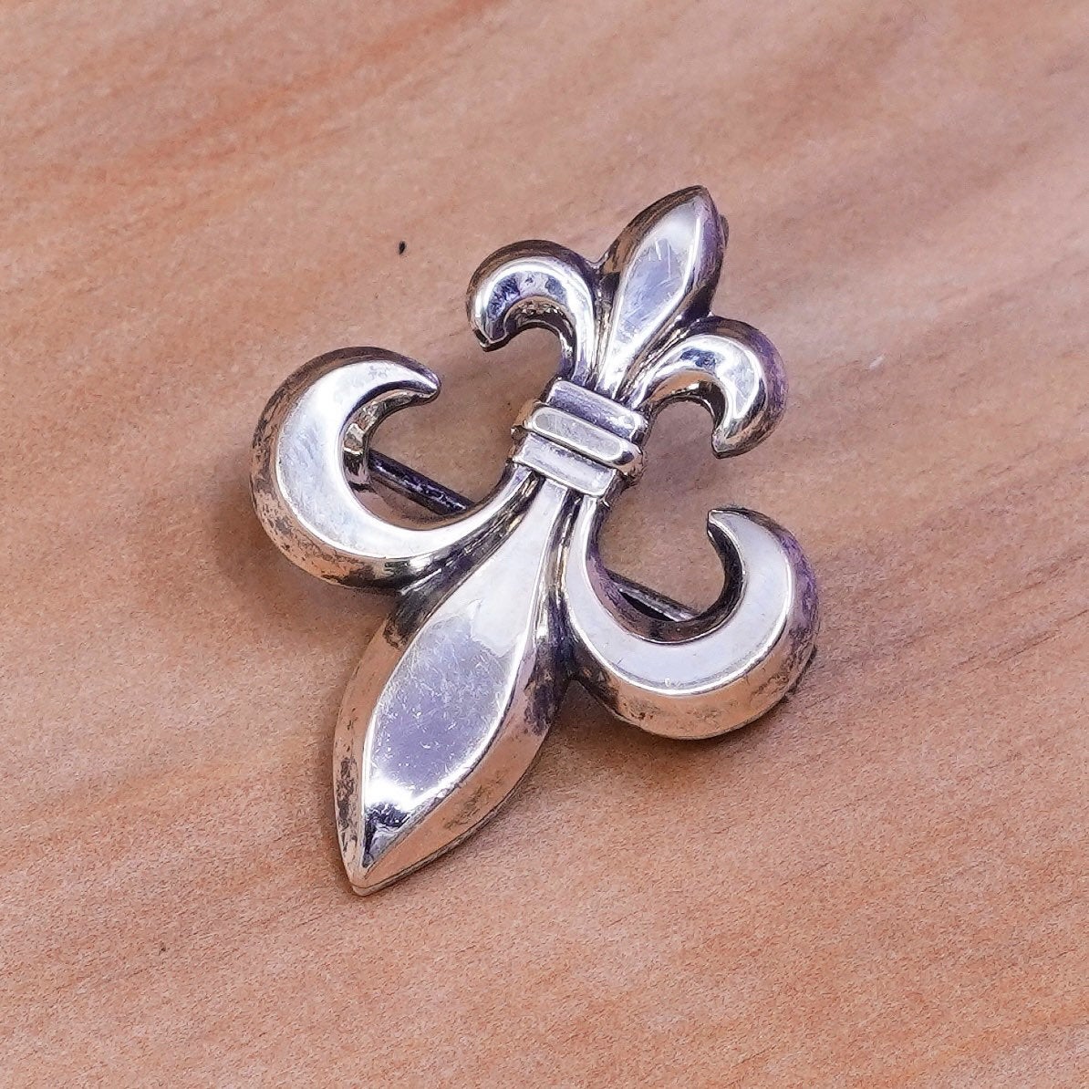 Symmetalic Sterling Silver & 14k Jewelry French the fleur-de-lis Pin Brooch