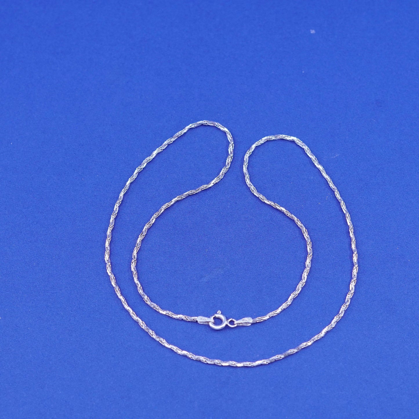18”, 1mm, vintage Sterling silver handmade necklace, twisted 925 snake chain