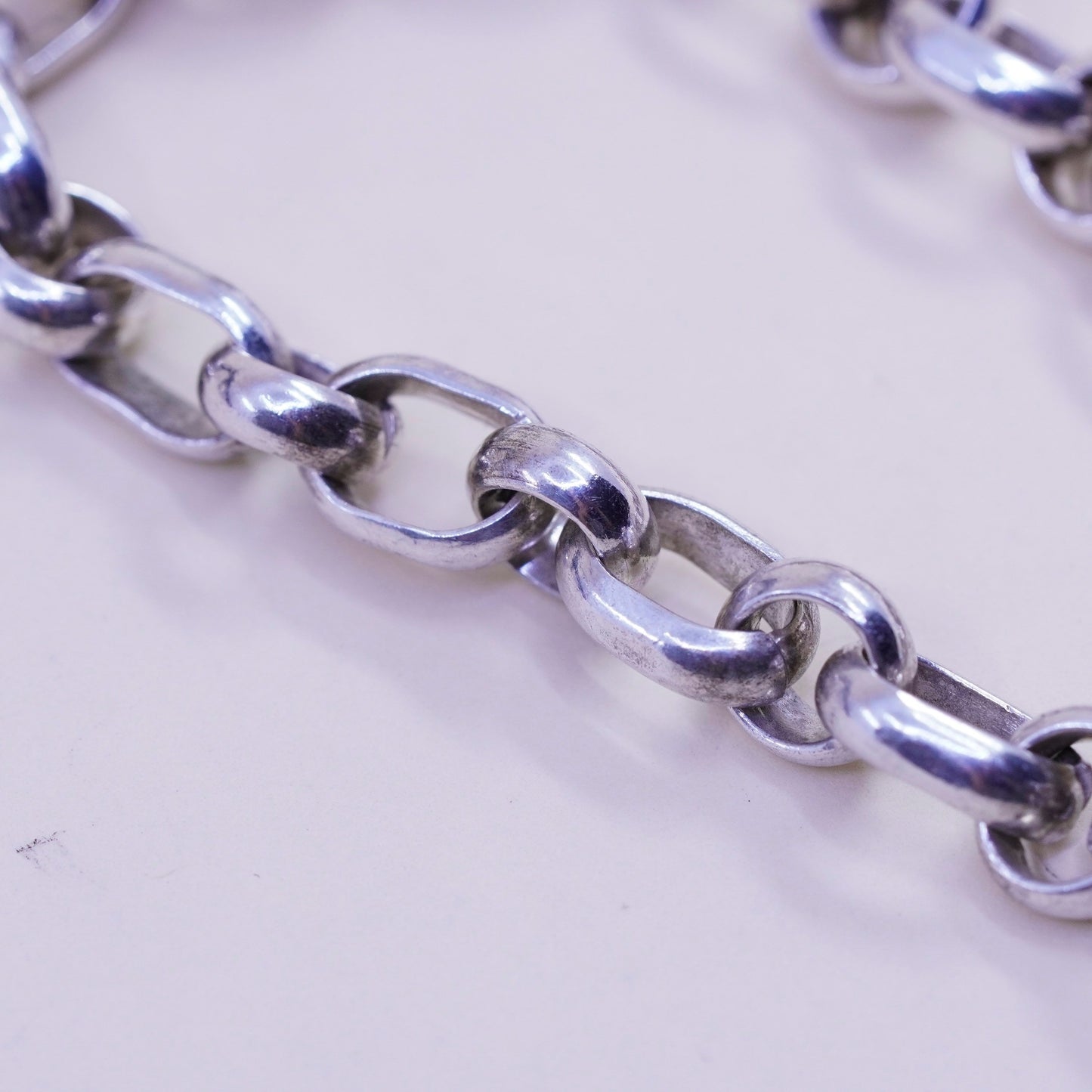 7”, 8mm, Vintage sterling 925 silver circle bracelet monogram GEL heart charm