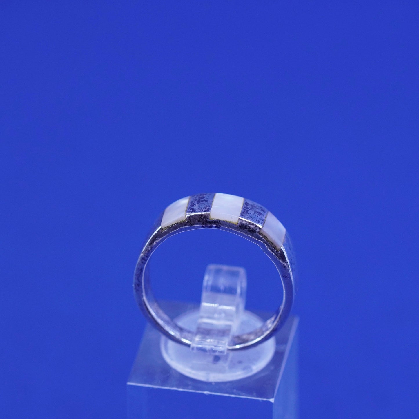 Size 8.25, Native American navajo Sterling 925 silver handmade ring mop