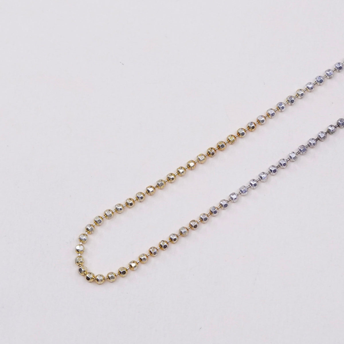 16”, 1mm, Vintage sterling silver beads chain, Italy made 925 silver necklace