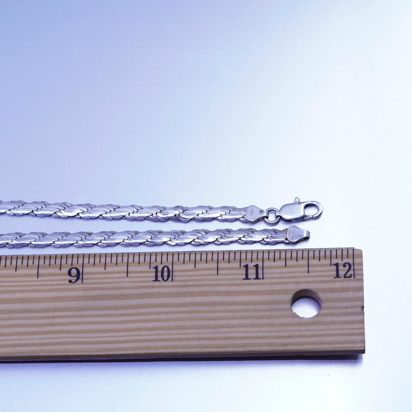 24” 5mm, vintage Sterling 925 silver flatten nugget chain necklace
