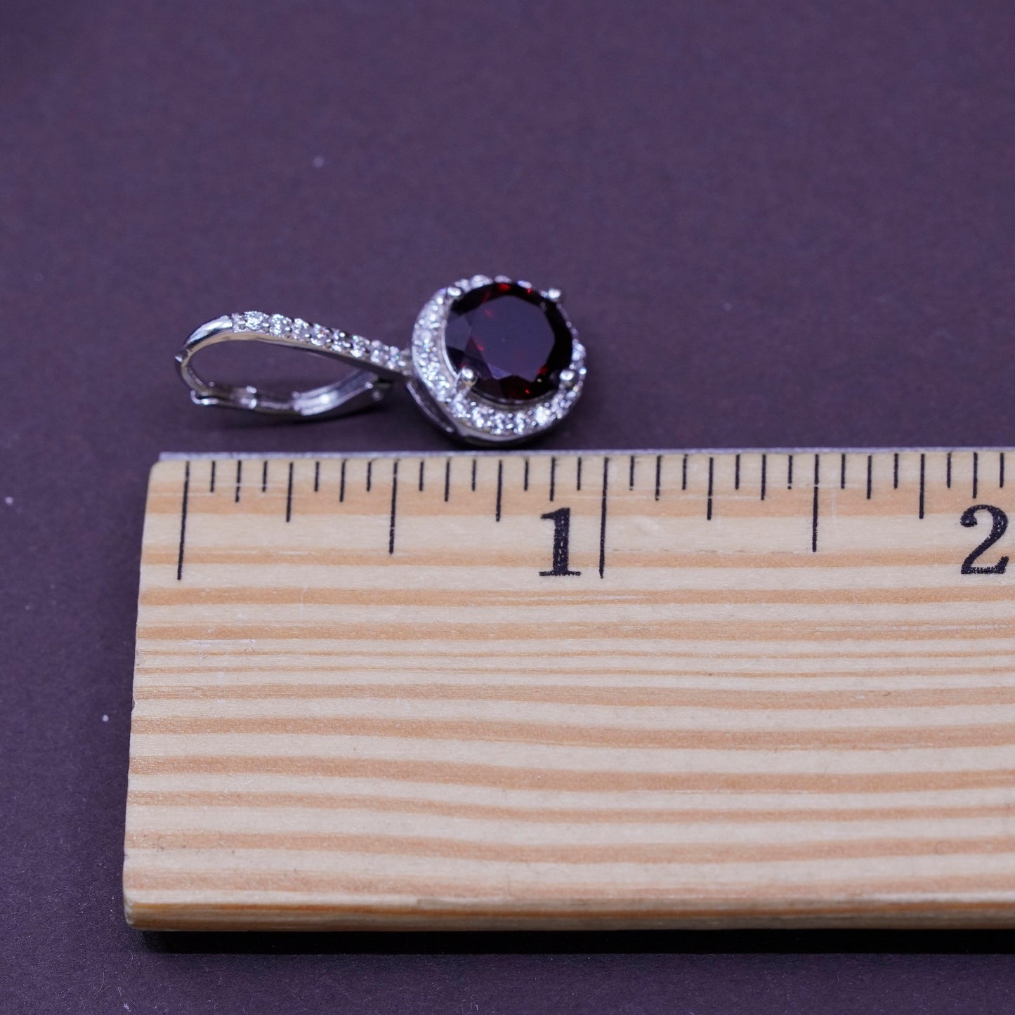 Sterling 925 silver handmade earrings, fashion with ruby and Cz around dangles