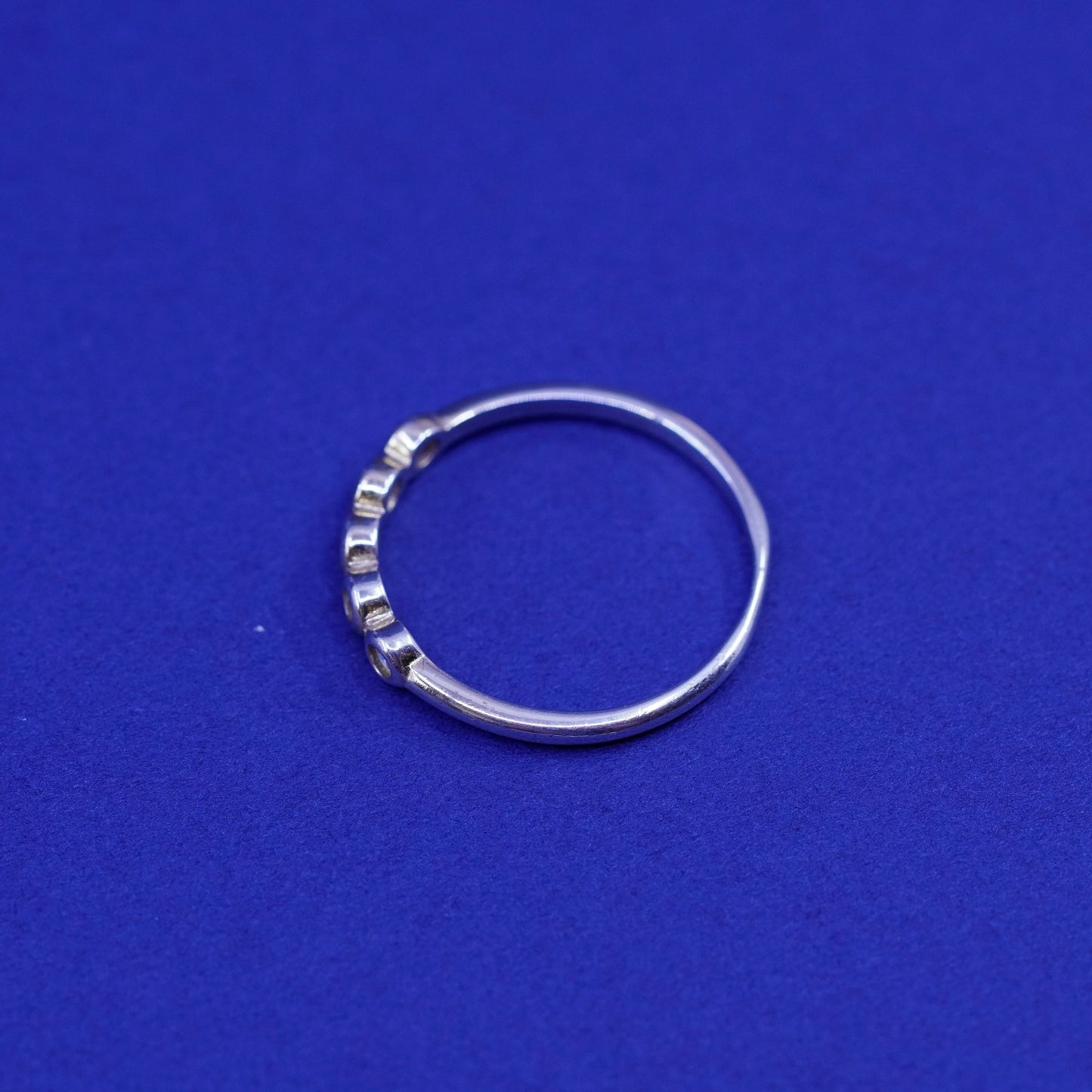 Size 6, vtg Sterling 925 silver handmade ring, 925 stackable wedding band Cz