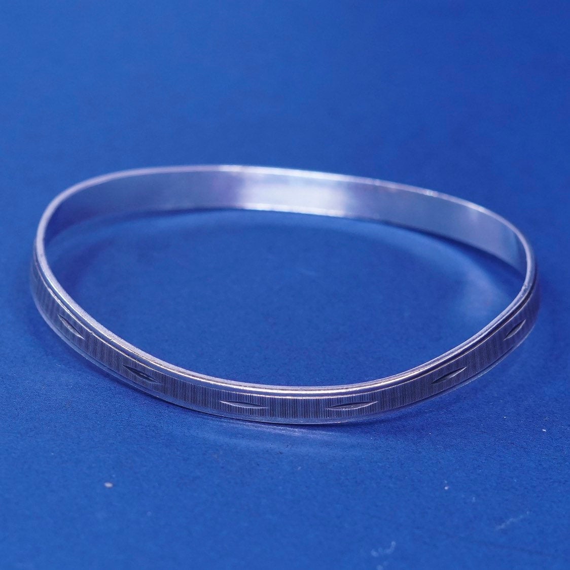 7.25", vtg sterling silver handmade bracelet, 925 textured bangle