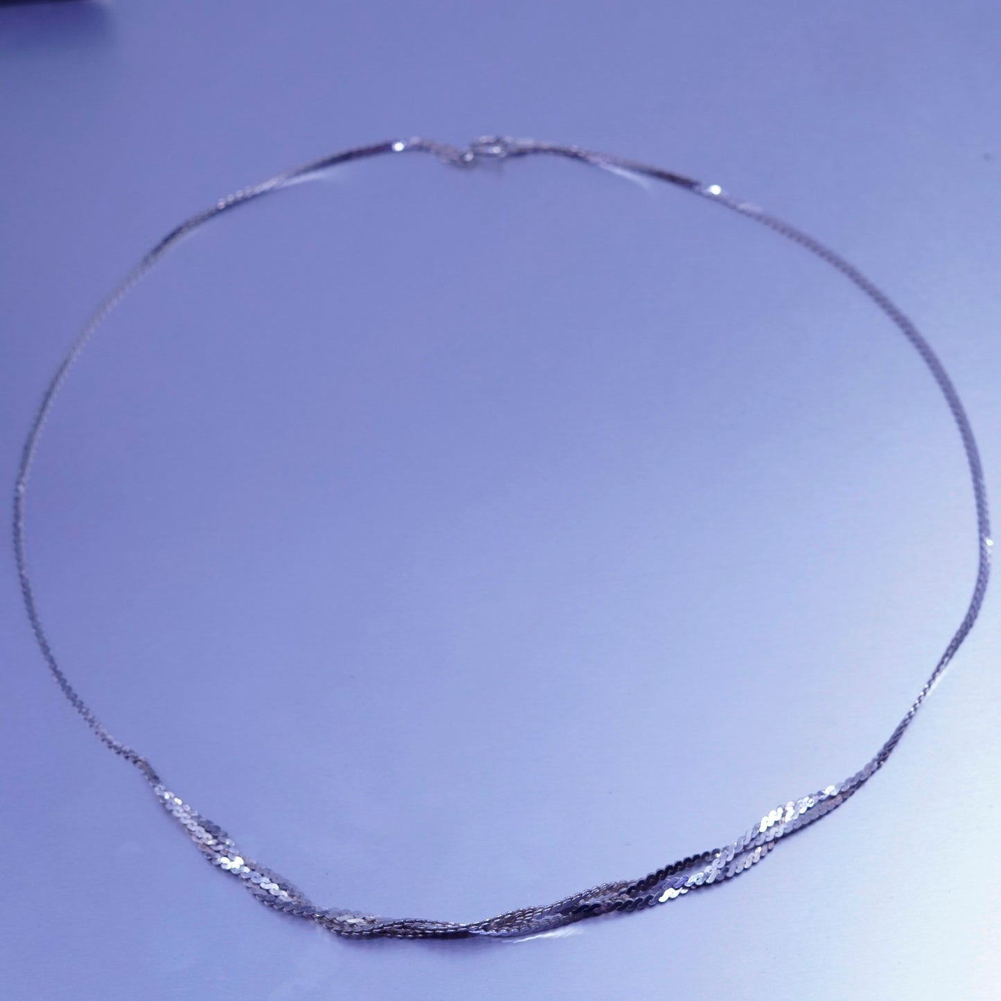 17”, vintage Sterling silver necklace, 925 s link woven braided chain