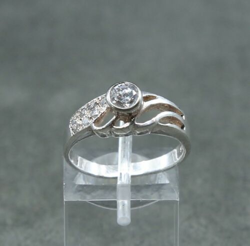 Sz 7, vintage Sterling Ring, 925 Silver wing W/ cluster Crystal