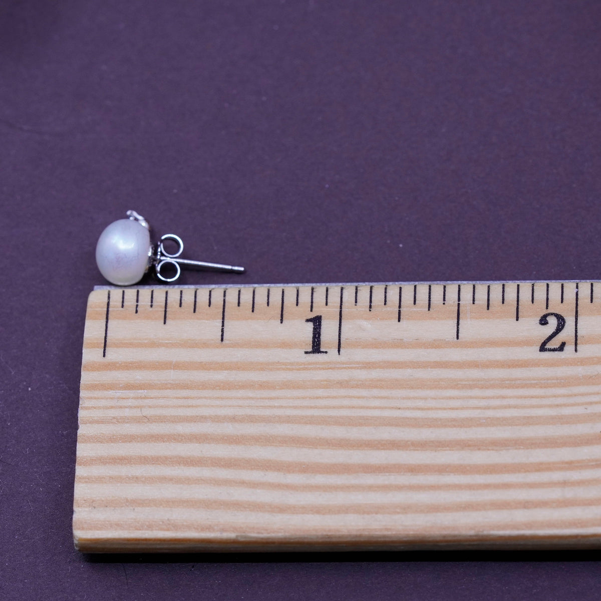 Vintage Sterling silver handmade earrings, 925 pearl studs and Cz