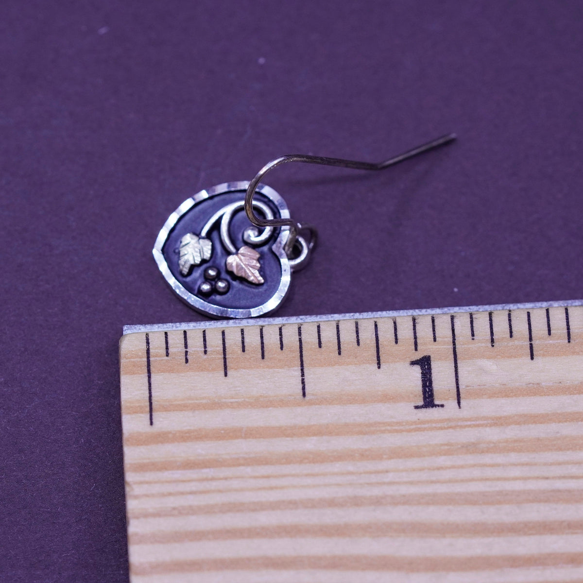 Coleman Co CCO Sterling 925 silver handmade earrings 12K rose gold grape vines